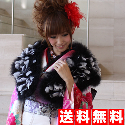 成人式　フェザースワンストール　ショール 成人式 フェザースワンストール ショール