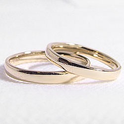 結婚指輪 平甲丸 2.5mm 3.0mm幅 ペアリング イエローゴールドK10
