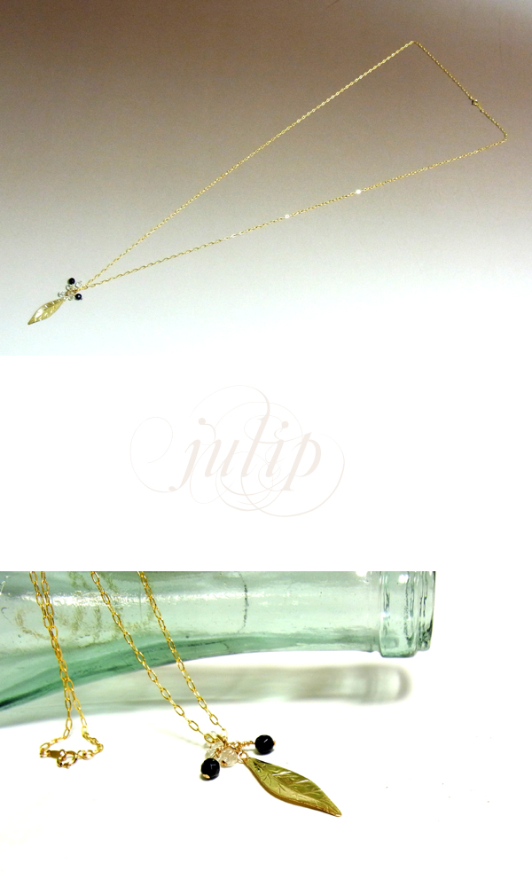 即納 送料無料■【julip】フェザー クリスタル オニキス ゴールドフィルドネックレス/ロングネックレス/ゴールド/Goldfilled/a_2