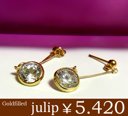即納 送料無料■【julip】大粒クリスタル14Kゴールドフィルドピアス/Goldfilled/14KGF/aut_la
