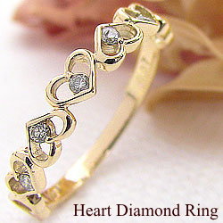 ハートダイヤモンドリング イエローゴールドK18 K18YG指輪 贈り物 レディースリング 結婚 婚約 記念日 激安の通販は