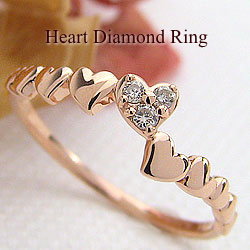 ハート天然ダイヤモンドリング K10PGアクセサリー 指輪ピンクゴールドK10 結婚記念日 プレゼント レディースリング クリスマスの通販は