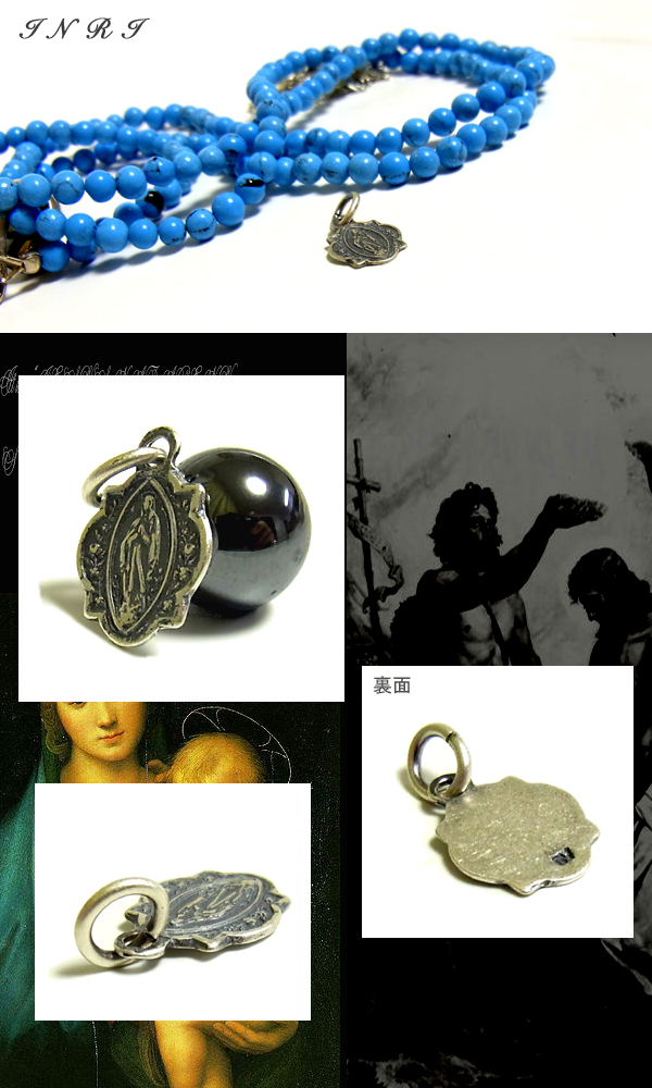 即納 送料無料■【INRI】マリアシルバーネックレス /キリスト/メダイ/コイン/シルバー925/アンティーク/aut_ma