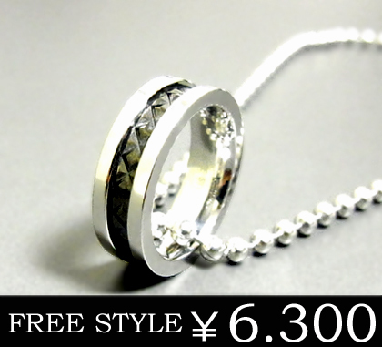 送料無料■【FREE STYLE】フリースタイルブラックリングネックレス/ステンレスアクセサリー/