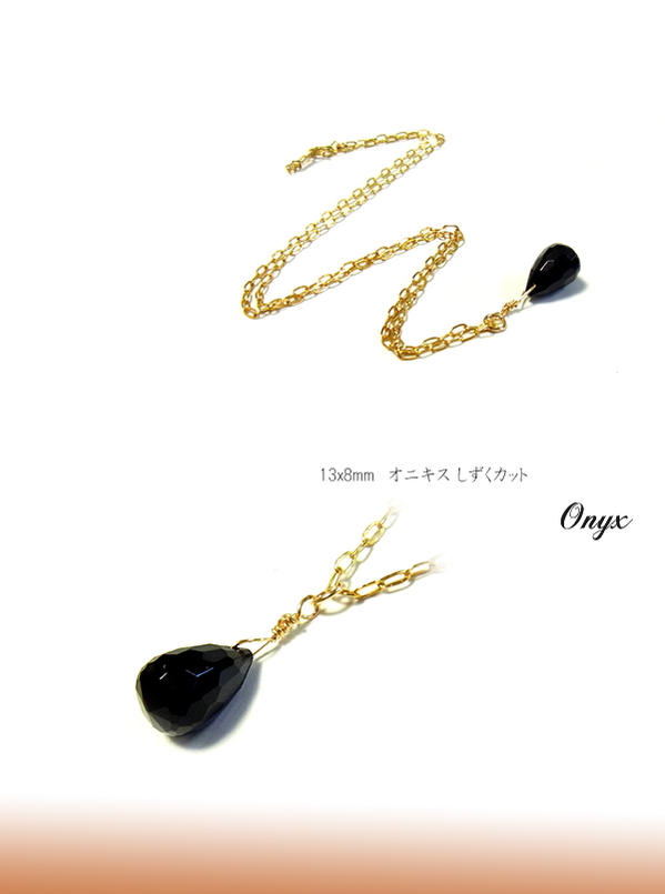 即納 送料無料【julip】オニキス ゴールドフィルドネックレス/ブラック/ロング/ゴールド/Goldfilled/14KGF/aut_la