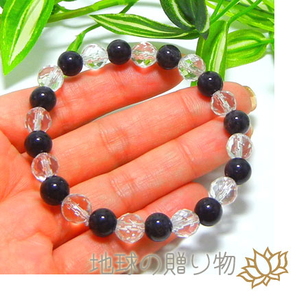 仕事がスムーズ・漆黒ブラックルチル8ｍｍ&ヒマラヤ水晶ブレスレットの通販は