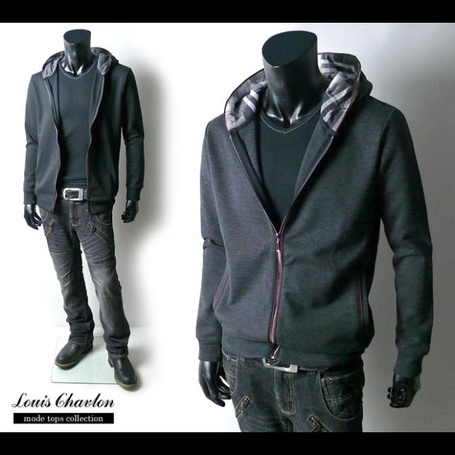 紳士メンズ Louischavlon ダブルフードパイピングデザイン長袖ジップパーカーの通販はau Pay マーケット オンスタイル Au Pay マーケット店