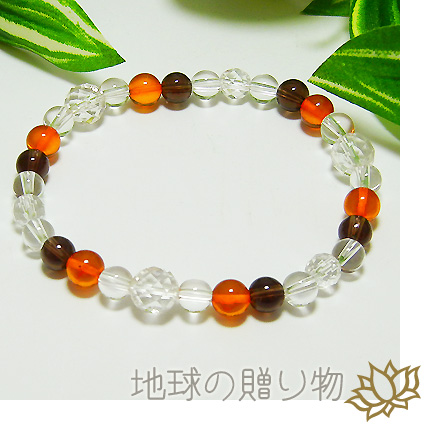 営業や接客で疲れている人へ◆スモーキークォーツ＆アンバー（琥珀）6ｍｍブレスレットの通販は 5,940円