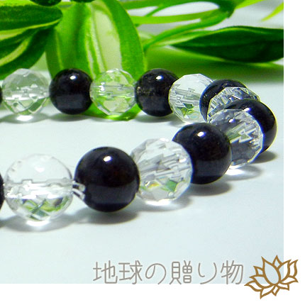 仕事がスムーズ・漆黒ブラックルチル8ｍｍ&ヒマラヤ水晶ブレスレットの通販は