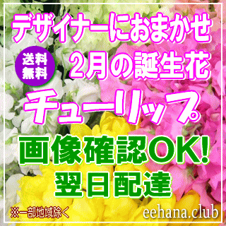 2月の誕生花チューリップ★デザイナーにおまかせフラワー15,000円【送料無料】【翌日配達】【商品画像確認ＯＫ！】の通販は 16,500円