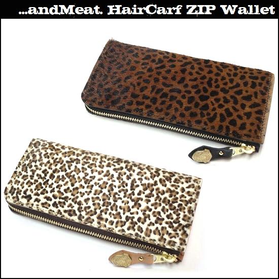 送料無料!【...andMeat.】アンドミート 本革/ヌメ革/ハラコ/メンズ/レディース/長財布 豹柄/ジップ/ロングウォレット ホワイト/ブラウンの通販は 13,675円
