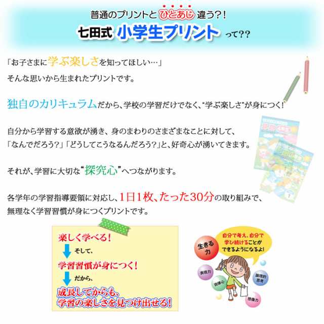 送料無料】 七田式教材（しちだ） 小学生プリント 右脳Iの通販はau PAY