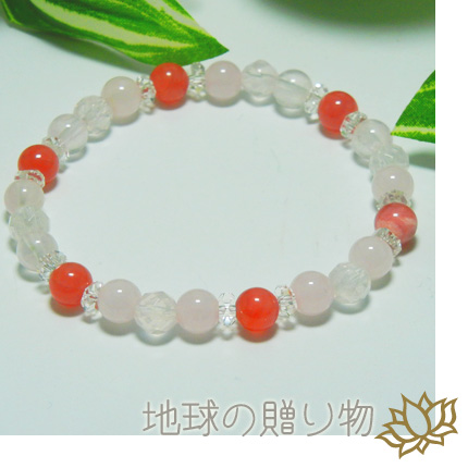 天然石◆高級インカローズＡAA&ローズクォーツ６ｍｍブレスレットの通販は 5,478円