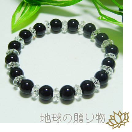 鑑別済◆超レア！本物チベット産・黒水晶モリオン8ｍｍ&水晶ブレスレットの通販は 15,675円