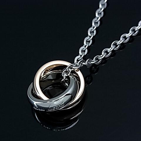 LION HEART/ライオンハート【ステンレスアクセ】ペアネックレス 2連リングトップ ステンレスネックレス　04N124SM/04N124SL（送料無料）_1