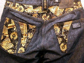 カラクリ魂 和柄 デニムパンツ 家紋アップリケラメデニムパンツ KARAKURI