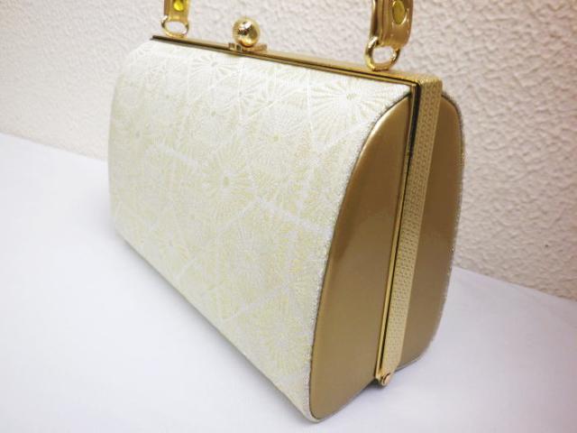 草履バッグセット 礼装用 帯地 薄銀織地菊菱紋様 Ｌ 24.5ｃｍ 留袖 結婚式 訪問着 色無地 着物 フォーマル