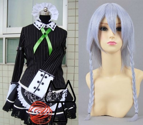 DK2477 東方project 月下美人 十六夜咲夜 風 衣装＋ウイッグ+靴 フル