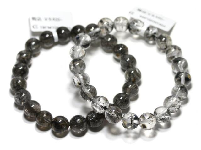 ☆高品質☆【天然石 ブレスレット】ヒマラヤ産ブラックガーデンエレスチャル(レインボー入り) (約9.0-9.5mm) パワーストーン 母の日 ギフト