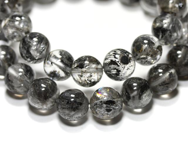 ☆高品質☆【天然石 ブレスレット】ヒマラヤ産ブラックガーデンエレスチャル(レインボー入り) (約11.0-11.5mm) パワーストーン 母の日 ギフト_3