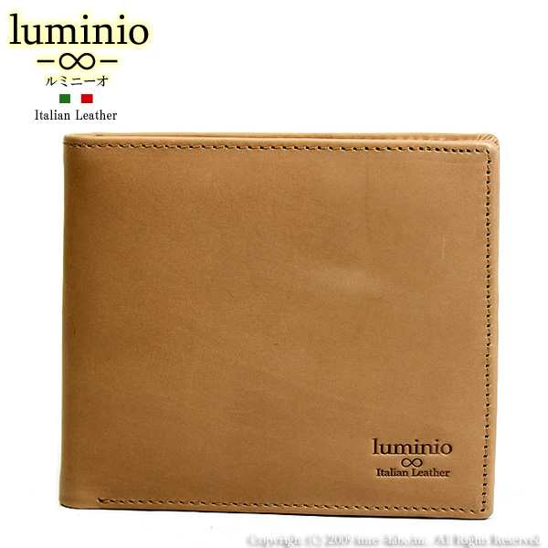 送料無料 luminio ルミニーオ 二つ折り財布 牛革 イタリアンレザー luyon2277-apricot の通販は