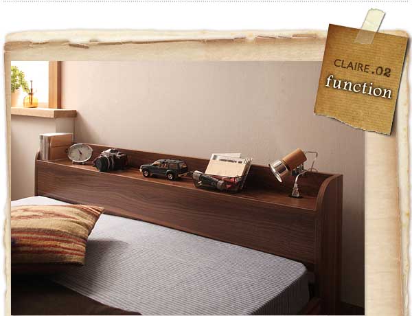 棚・コンセント付きフロアベッド[Claire][クレール]プレミアムボンネル