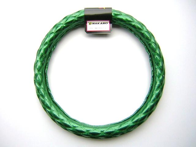 ☆ダブルステッチ　ハンドルカバー　軽自動車S 36～37ｃｍラメ入りでモコモコ質感(ラメ緑グリーン)｜au PAY マーケット