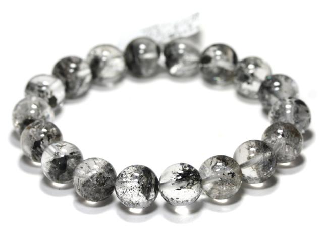 ☆高品質☆【天然石 ブレスレット】ヒマラヤ産ブラックガーデンエレスチャル(レインボー入り) (約11.0-11.5mm) パワーストーン 母の日 ギフト_1