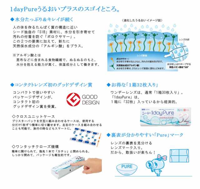 あす着く ワンデーピュアうるおいプラス 32枚入 マイナス度数 1day コンタクトレンズ クリアコンタクトの通販はau Pay マーケット ドリームコンタクト