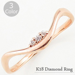 ミディリング ファランジ リング 18金 指輪 ピンキーリング スリーストーン 天然 ダイヤモンド オシャレ 人気 送料無料の通販は