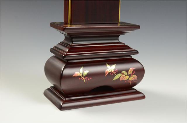 モダンで美しい面粉唐木位牌【蒔絵位牌：南天　紫檀5.0寸】仏壇　送料無料
