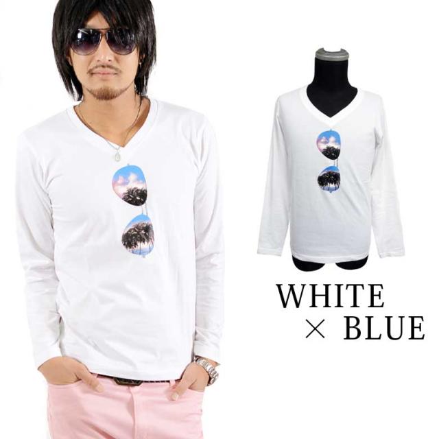 ネコポス送料無料 K U I Vネックサングラスプリント長袖tシャツ カットソー 長袖tシャツ ラバープリント メンズファッションの通販はau Pay マーケット 株式会社スプースベイスン