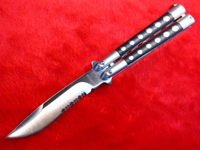 遠州屋】 バタフライナイフ 5inch ハーフセレーション 半波刃 遠州屋】 バタフライナイフ 5inch ハーフセレーション 半波刃