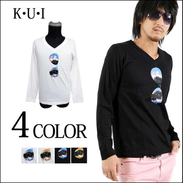 ネコポス送料無料 K U I Vネックサングラスプリント長袖tシャツ カットソー 長袖tシャツ ラバープリント メンズファッションの通販はau Pay マーケット 株式会社スプースベイスン