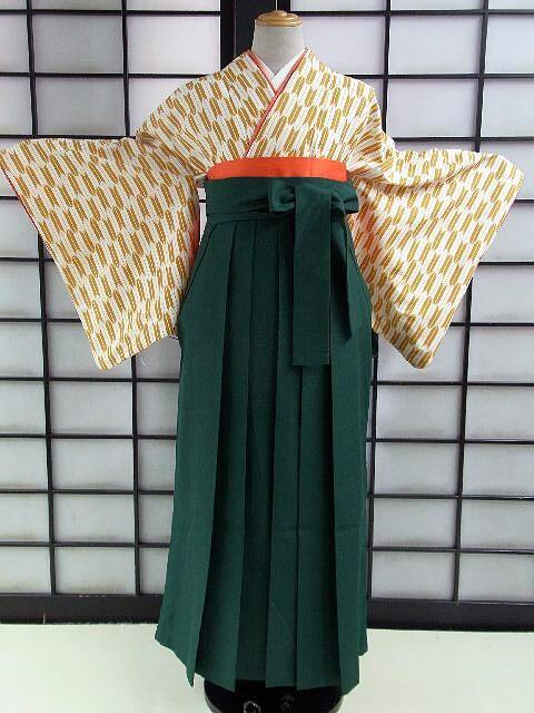 【1月限定割引】 往復送料無料/全部揃って安心/フルセット★卒業式袴レンタルセット★カラシ地に矢絣柄no25