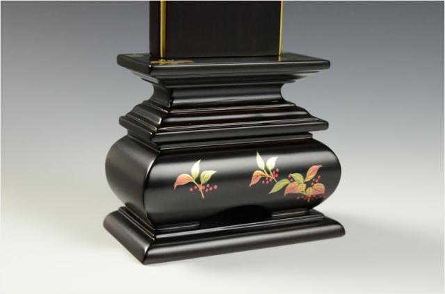 モダンで美しい面粉唐木位牌【蒔絵位牌：南天　黒檀4.0寸】仏壇　送料無料