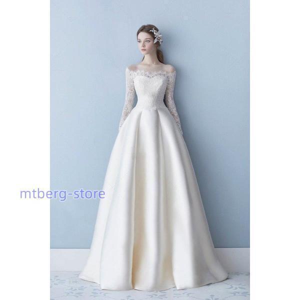ウエディングドレス 長袖 ワンショルダー 安い 秋冬 結婚式 二次会 プリンセス エンパイア 花嫁 ドレス 披露宴 ロングドレス ブライダル