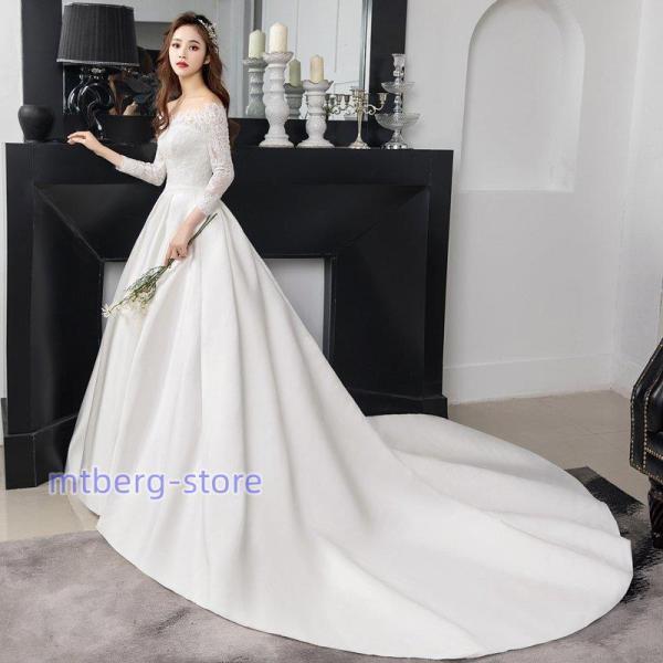 ウエディングドレス 長袖 ワンショルダー 安い 秋冬 結婚式 二次会 プリンセス エンパイア 花嫁 ドレス 披露宴 ロングドレス ブライダル