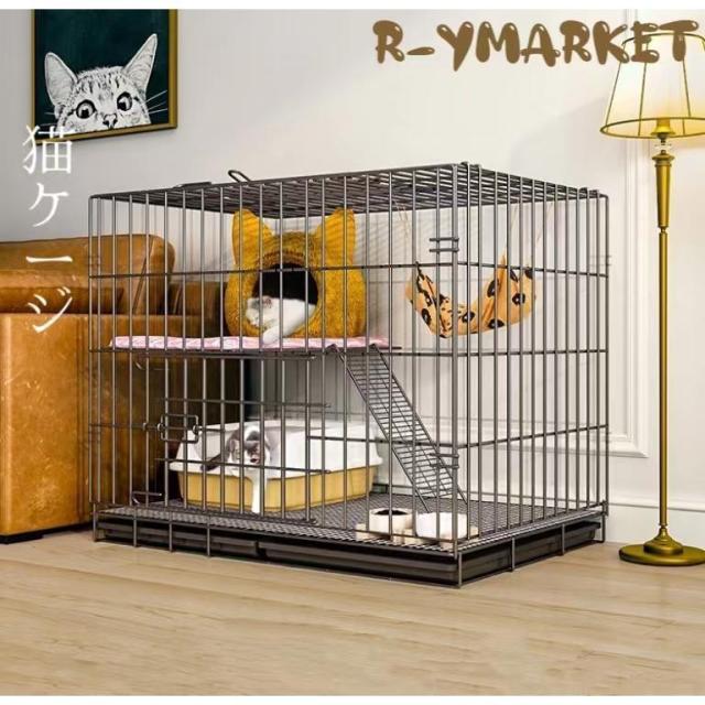 2023 新品 新品猫用ケージ 大型 多頭飼い 組立簡単 折り畳み式 掃除しやすいネコ用ゲージ コンパクト高さ 錆びない キャットハウス