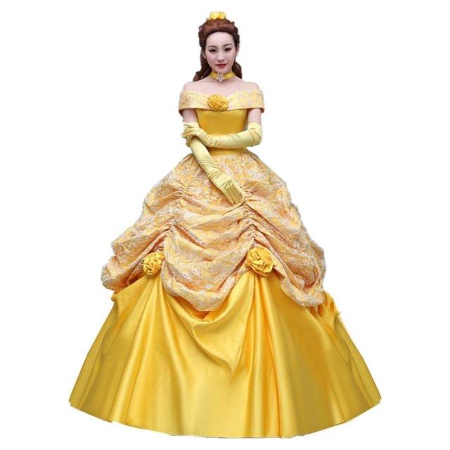 ラ ・ ベル ドレス 衣装 コスプレ 美女と野獣 プリンセス コスチューム 大人 レディース ハロウィン 仮装 成人 コス 衣装