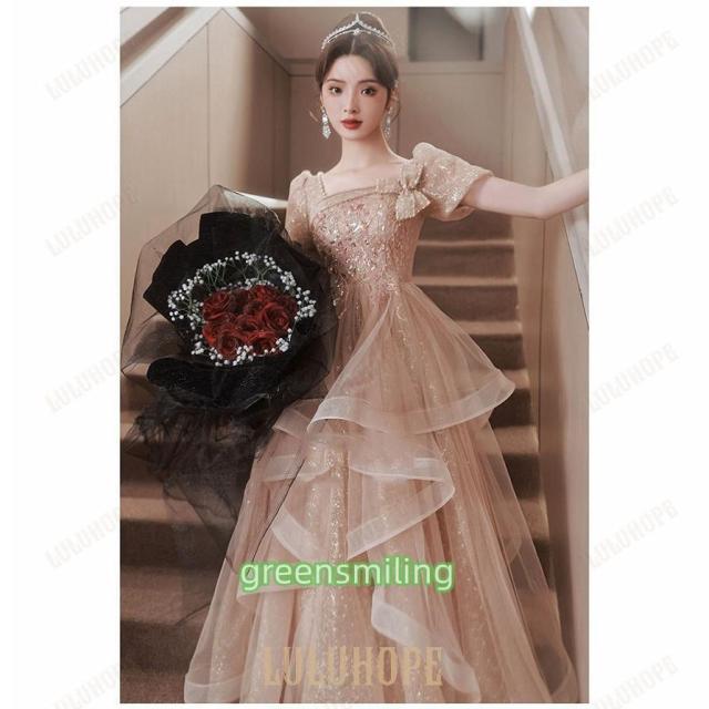 ドレス 大人 ピアノ発表会 ドレス 演奏会 結婚式 袖付き 大きいサイズ パーティードレス ロングドレスお呼ばれ可愛い