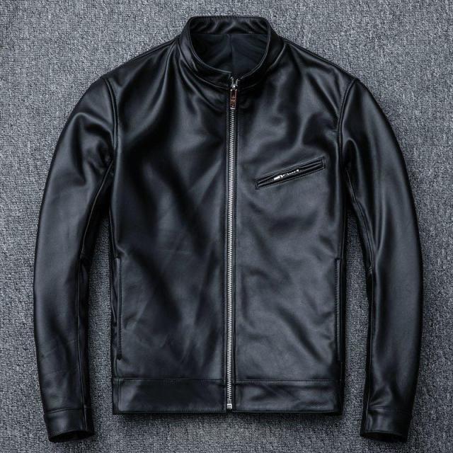 革ジャン レザージャケット メンズ 本革 バイク ライダース 羊革 シングル ショート スリムタイプ 細身 ブランド ジャケット ミリタリー レザーコート_4