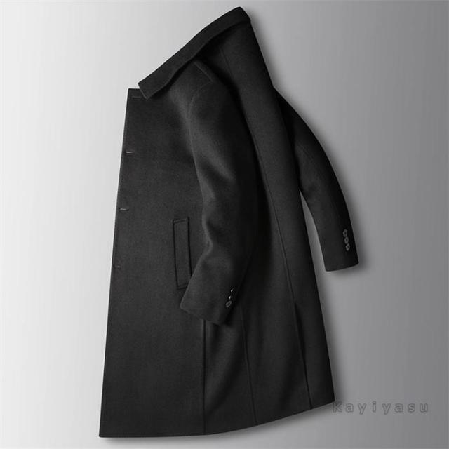 ウールコート 70%ウール メンズ チェスターコート ロングコート ビジネスコート リバーコート アウター 通勤通学 カジュアル 細身 スリム 紳士_5