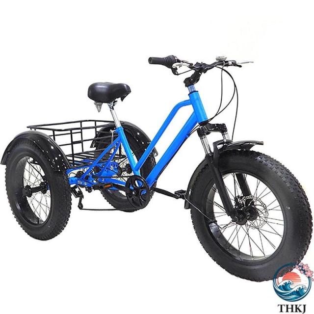 大人の三輪車自転車20 バスケット付き ショッピング用の7スピードアダルトトライク THKJ ファットバイクスノートライク 設置ツール 大人用の 快適 な三輪車 積