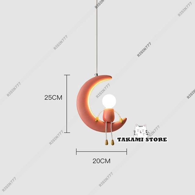 ペンダントライト 北欧 おしゃれ LED対応 人型 ムーン 三日月 月ランプ かわいい 人形 和風 天井照明器具 子供部屋 寝室 キッチン 吹き抜け_7
