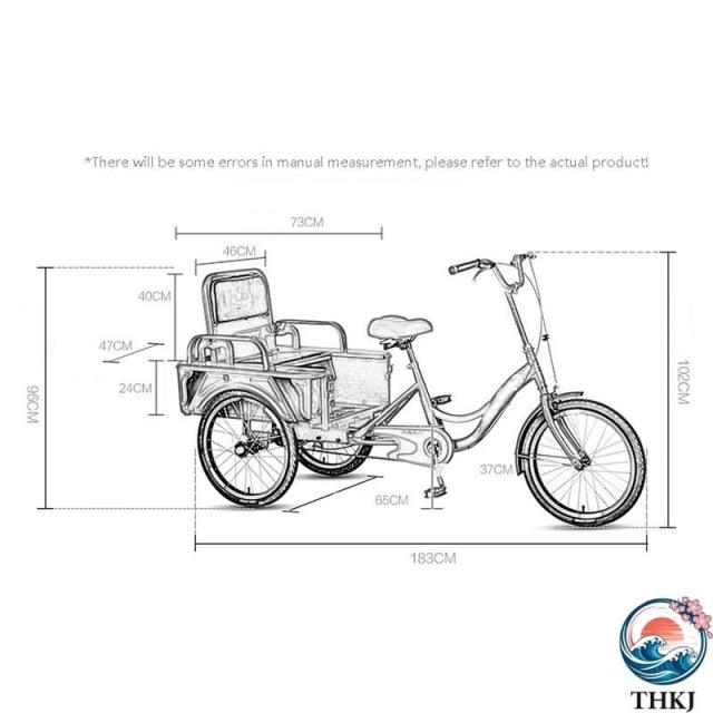 三輪自転車 大人の三輪車 大人の三輪車20in成人自転車高炭素鋼フレーム3輪巡洋艦のバイク THKJ 後部座席の 快適 な自転車のバイクが高齢者に適した Color Blue_1