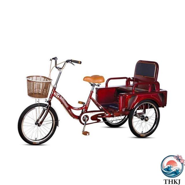 三輪自転車 大人の三輪車 大人の三輪車20in成人自転車高炭素鋼フレーム3輪巡洋艦のバイク THKJ 後部座席の 快適 な自転車のバイクが高齢者に適した Color Blue_5