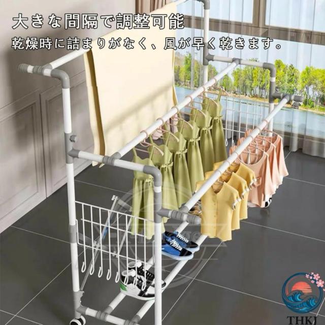 物干し ラック 伸縮式 折りたたみ式 ステンレス ものほしざお 屋外 THKJ 室内ベランダ風に強い錆びない 収納 横幅伸縮可能 多目的スタンド 3ポール物干し 洗濯_6