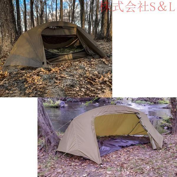 コットテントパップテントキャンプテントソロ テント バックパッキングテント ポール&amp;レインフライ付き １人用米軍用数秒でセットアップ_2