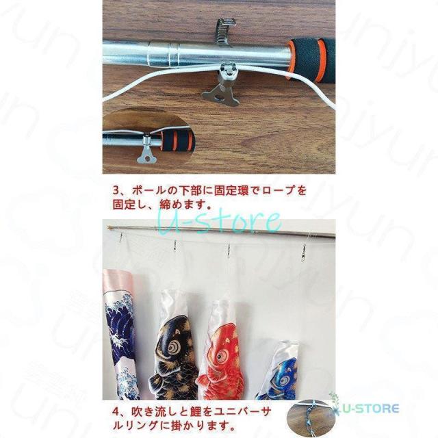 鯉のぼり こいのぼり 端午の節句 こどもの日 金箔押 ベランダ用 庭園 吹き流し 3色鯉　五月人形 お祝い 吉兆 慶祝の鯉 男の子 五月五日 マンション 初節句_5
